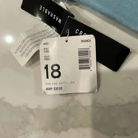 Sag Harbor NWT Women's 18 Linen Blend Cropped Pants Blue Zipper/Button Vacation - Picture 6 of 6